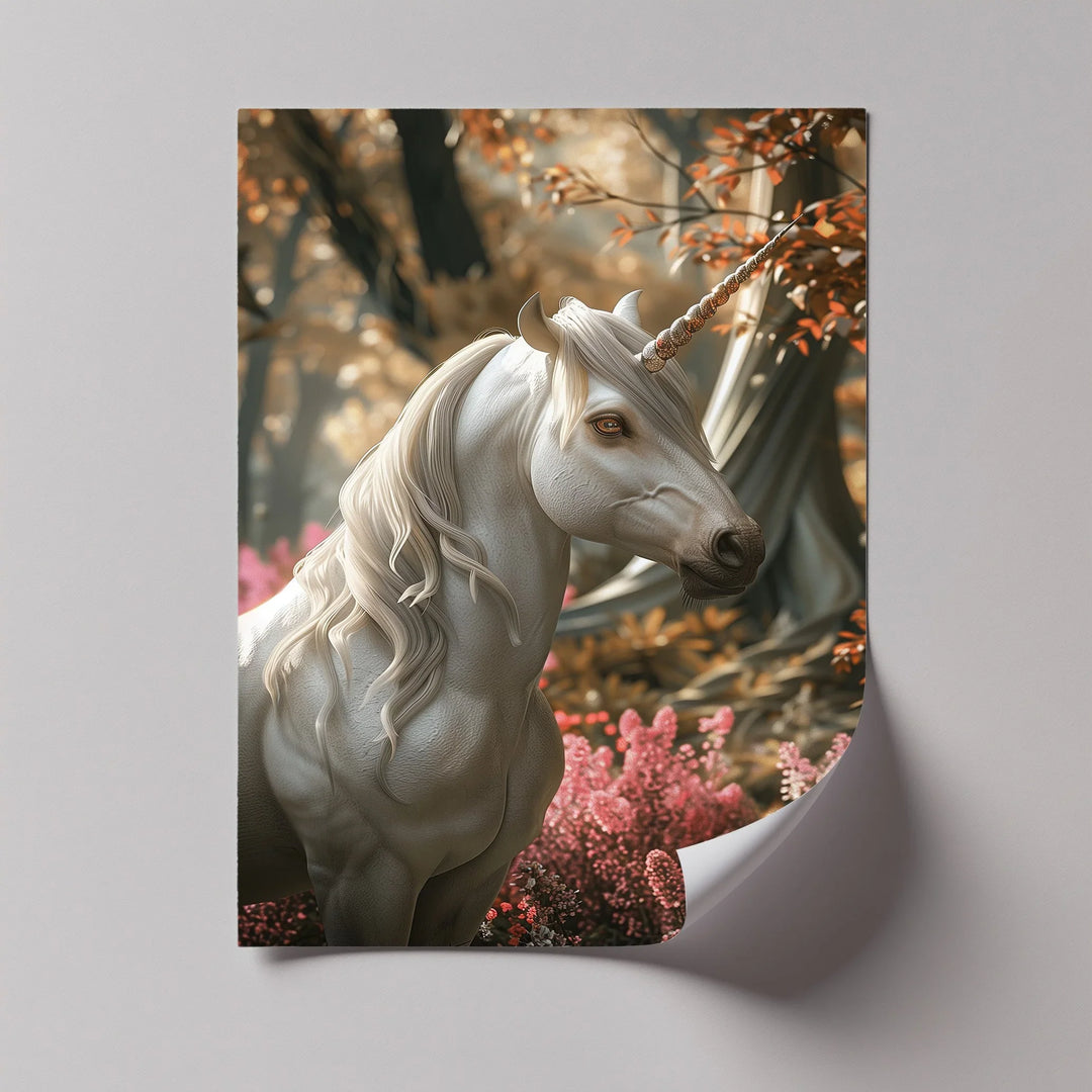 Elegant White Fantasy Horse in Woodland - Animal Canvas Print - MyPhotoStation