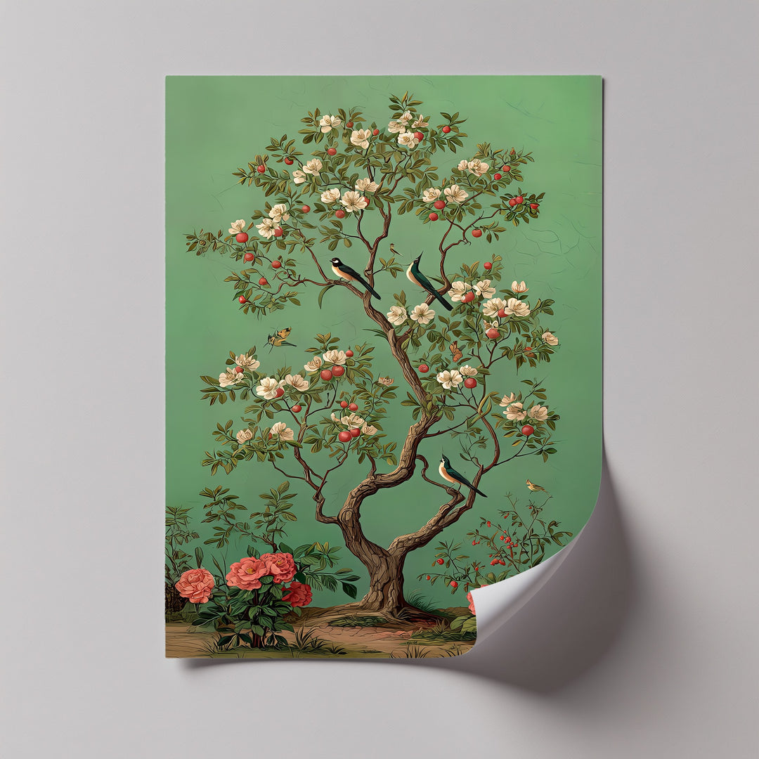 Birds and Blossoming Fruit Tree - Canvas Wall Art | Framed Art