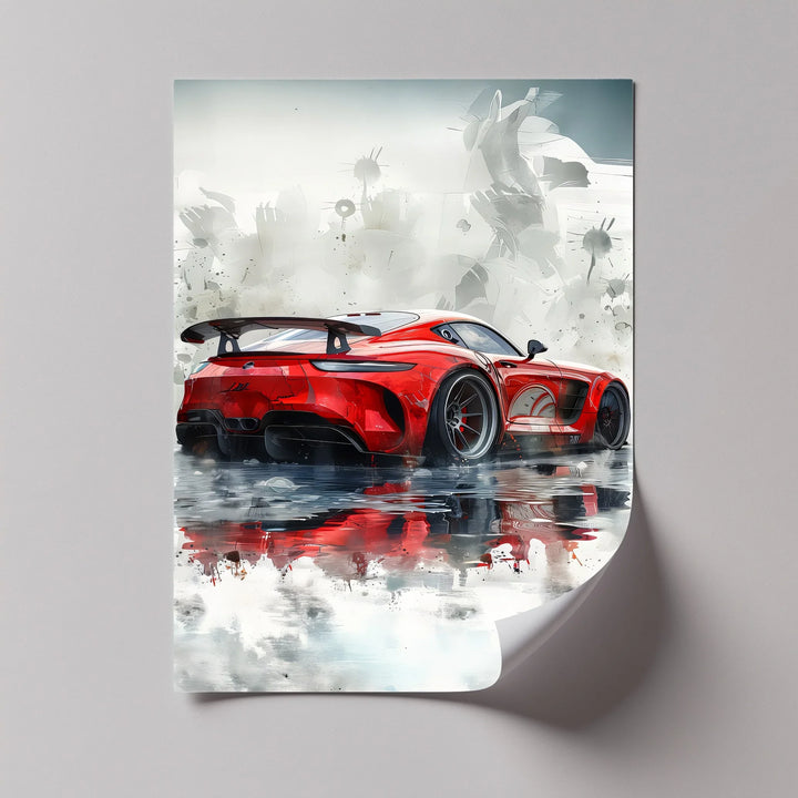 Red Hypercar Reflection on Wet Asphalt – Car Canvas Print - MyPhotoStation
