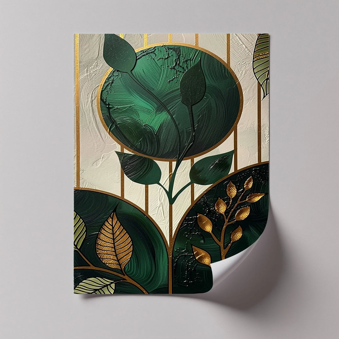Golden Botanica – Luxe Leaf Design in Emerald and Gold Canvas Print - MyPhotoStation