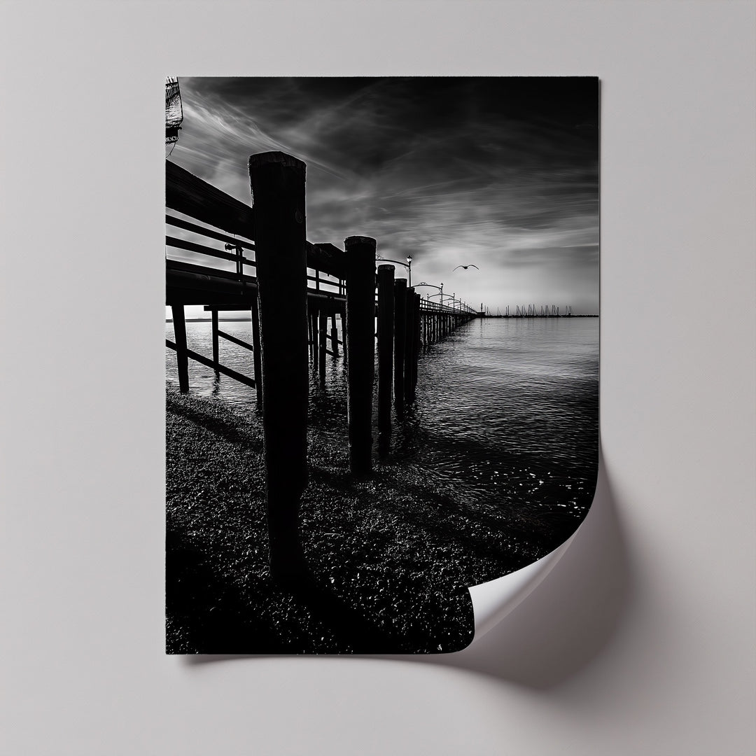 A bold statement for modern interiors, this canvas print captures coastal depth in monochrome.

