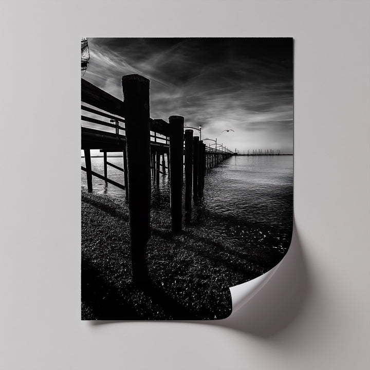 A bold statement for modern interiors, this canvas print captures coastal depth in monochrome.

