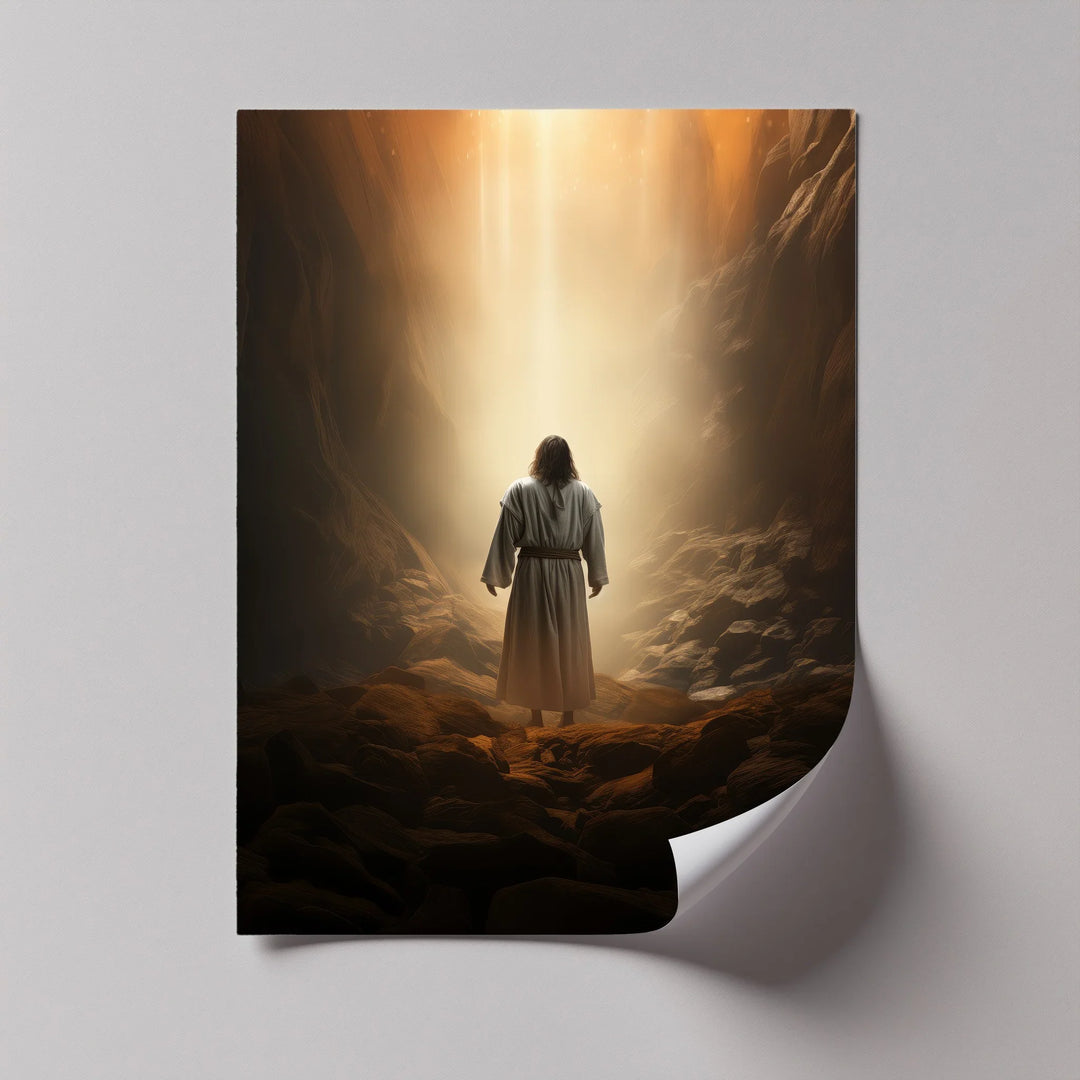 Bathed in golden light, this ethereal photo canvas offers a serene tribute to heavenly connection.

