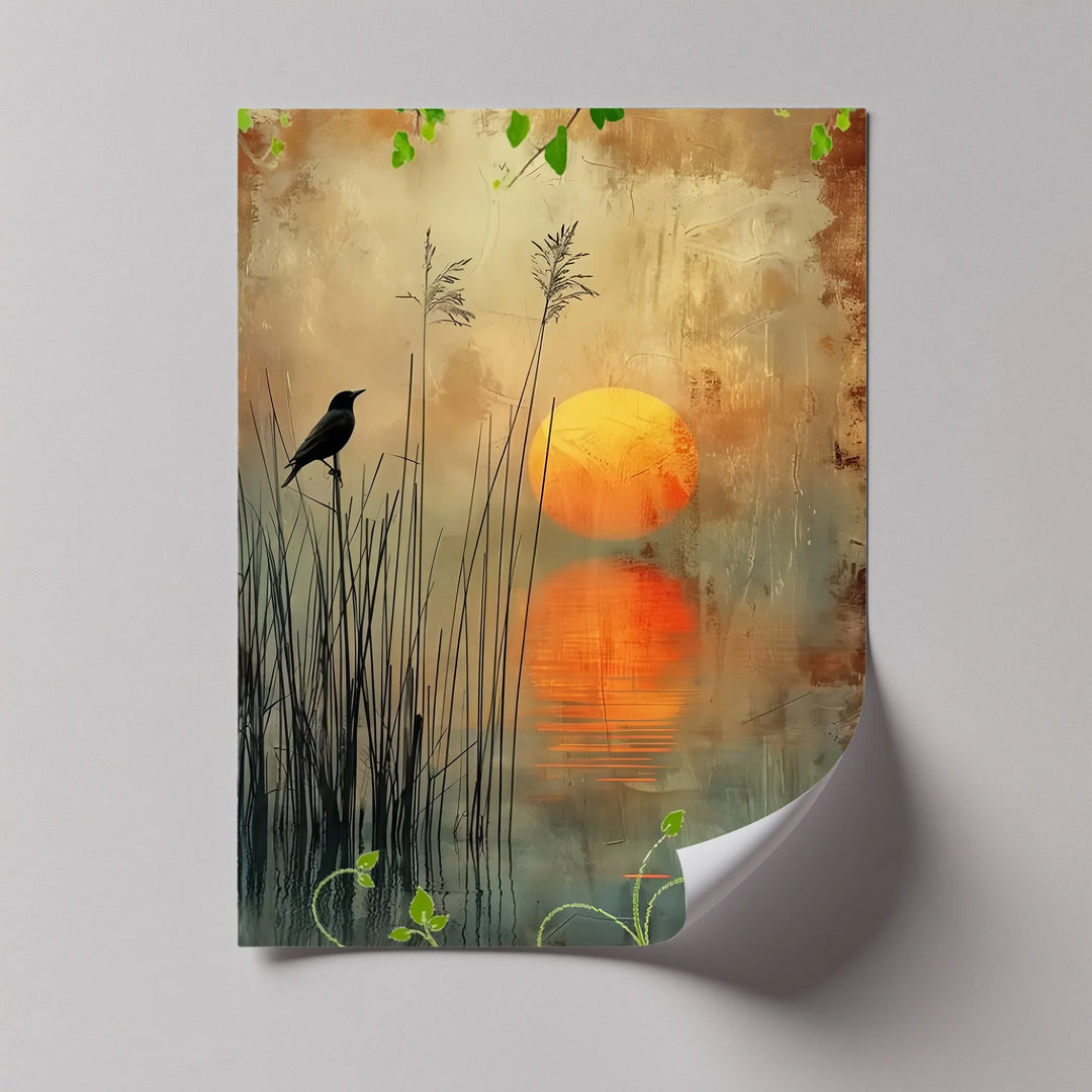 Whispers at Dusk – Silhouetted Bird and Sunset Canvas Print - MyPhotoStation