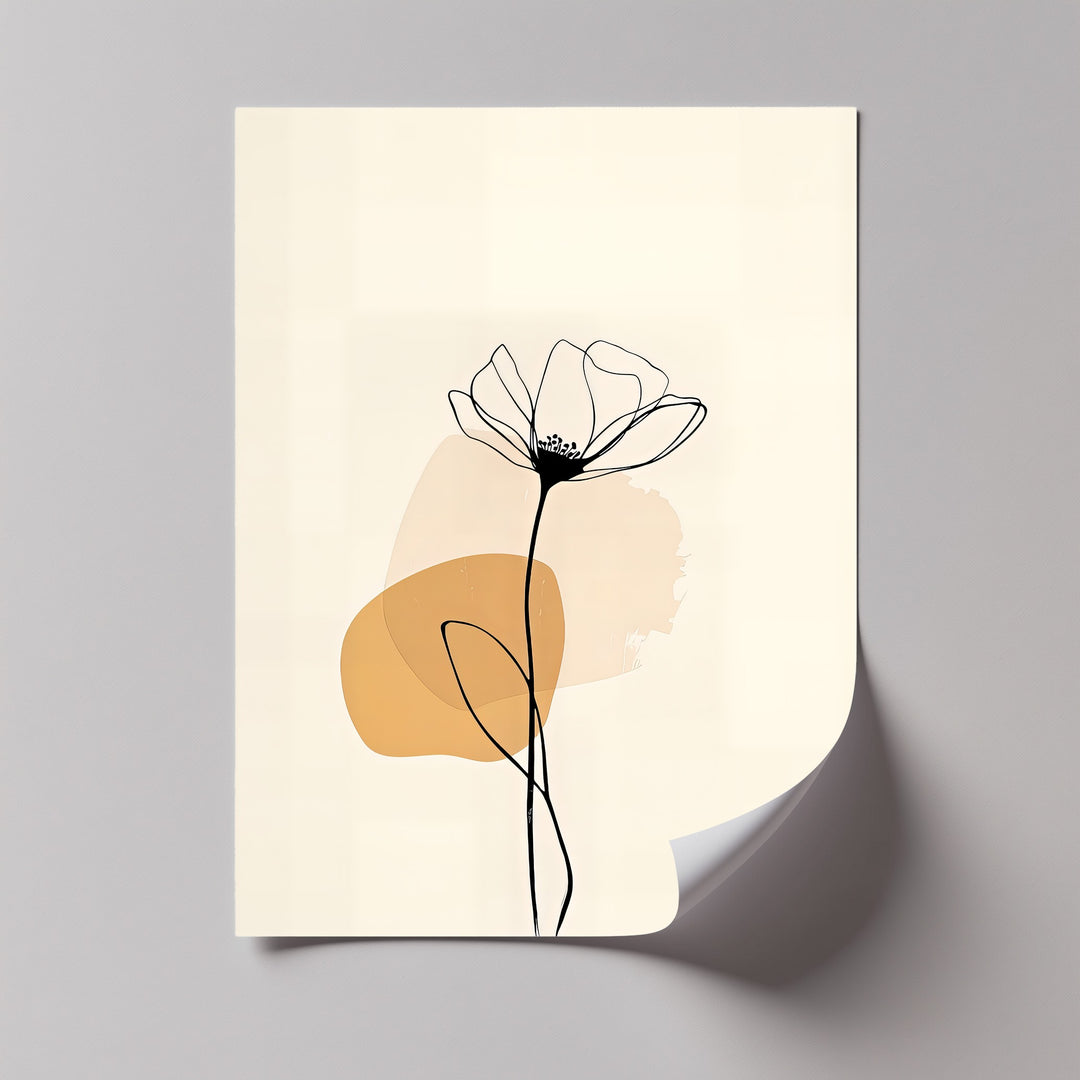Golden Petal Outline – Minimalist Floral Canvas Wall Art | Artwork Canvas