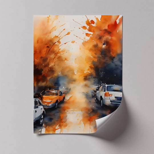 Urban Haze – Abstract Autumn Traffic Canvas Print - MyPhotoStation