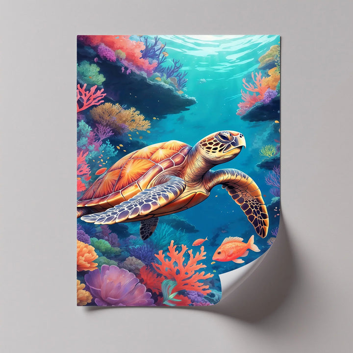 Graceful Sea Turtle – Vibrant Ocean Life Animal Canvas Print - MyPhotoStation
