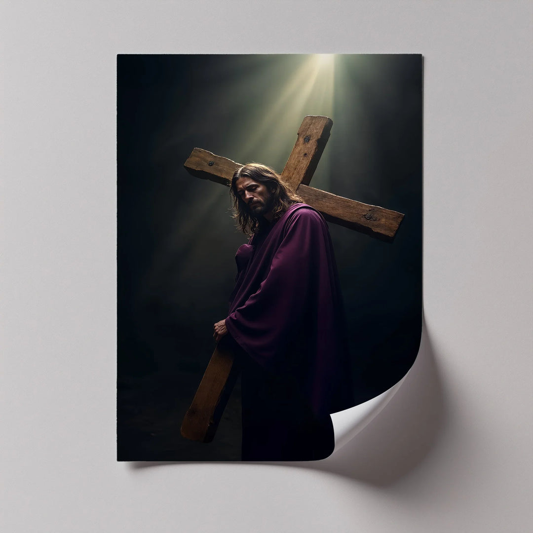 This evocative custom canvas print honors Jesus' path of redemption—where pain and salvation meet.

