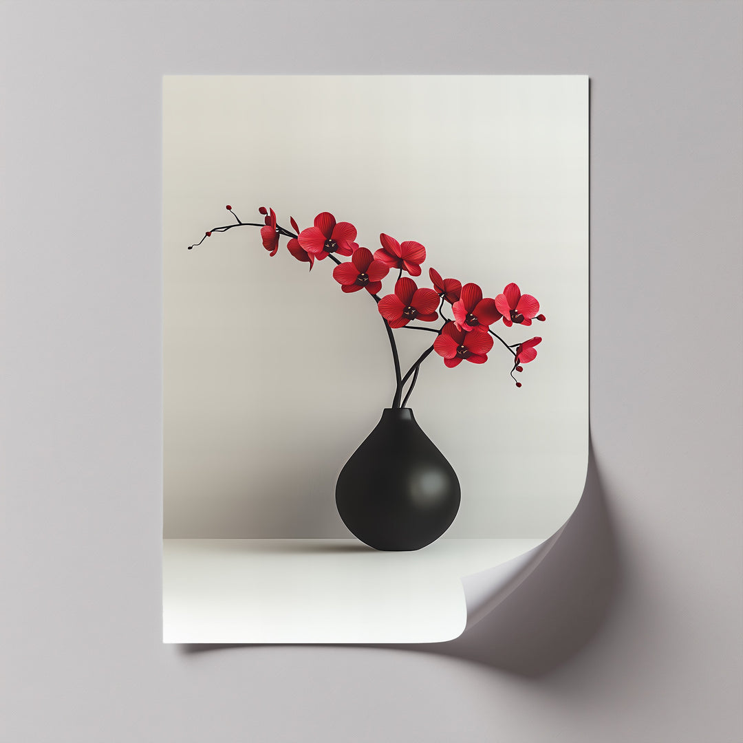 Bold Serenity – red orchid flower canvas print for modern interiors

