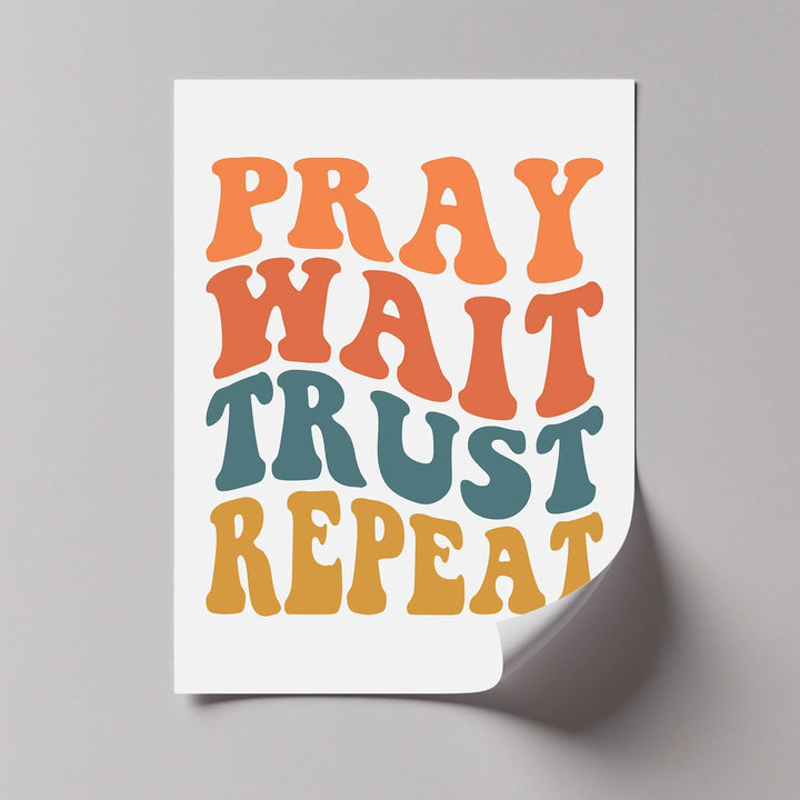 Pray Wait Trust Repeat – Retro Christian Canvas Print - MyPhotoStation
