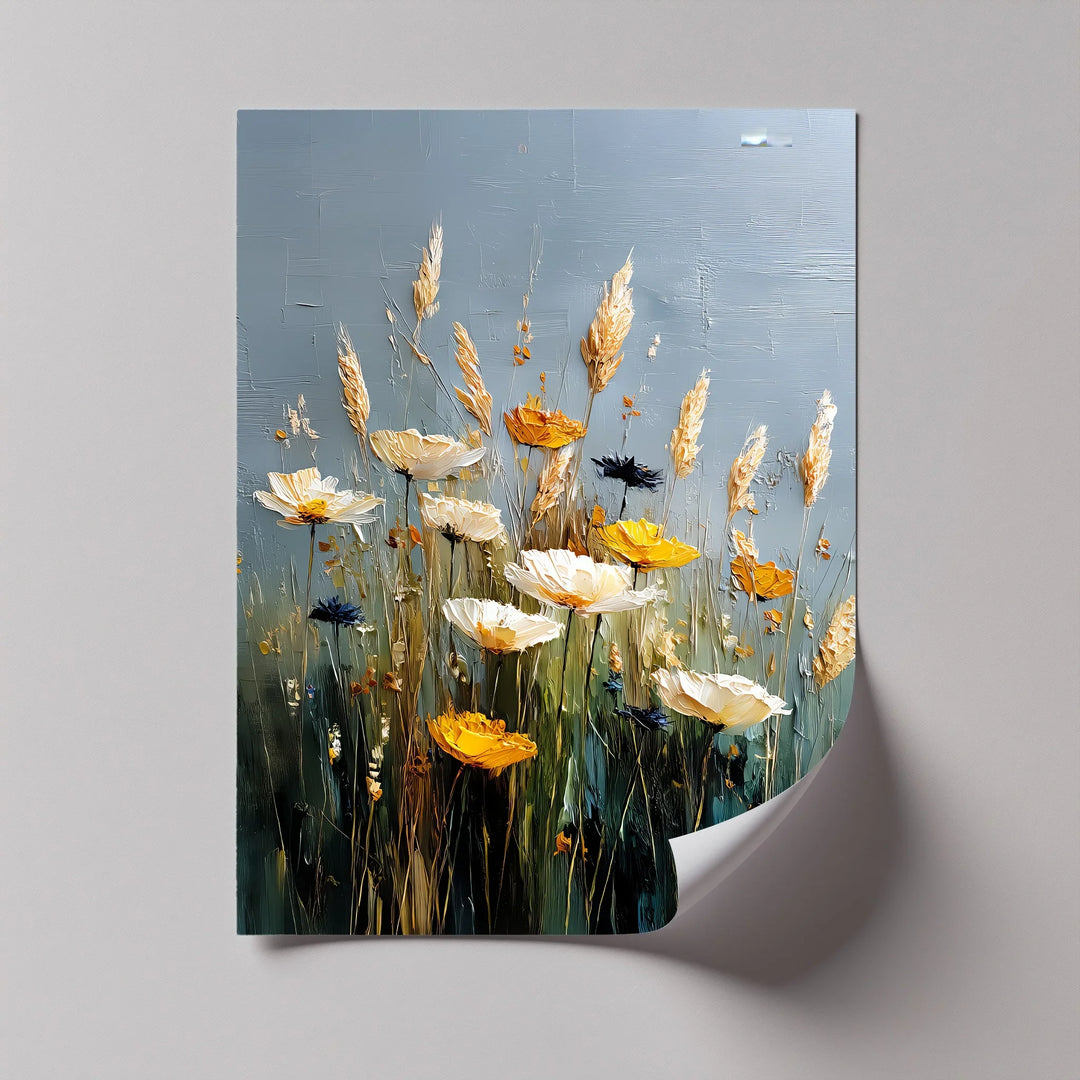 Summer Meadow Harmony – boho wildflower canvas art in neutral tones.

