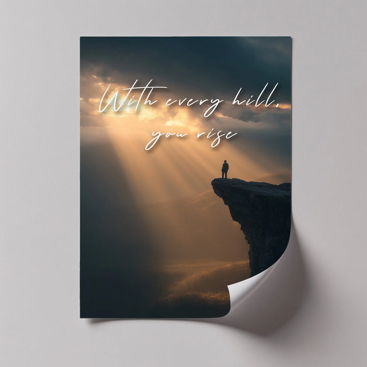 Motivational sunrise cliff landscape print

