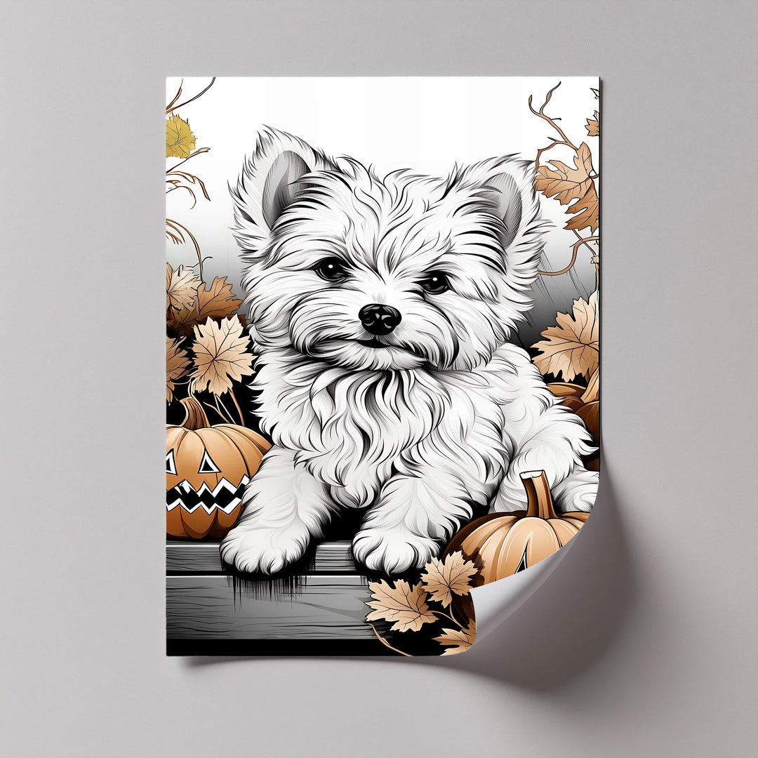 Pumpkin Pup Charm – Halloween Dog Illustration Puppies Canvas Print - MyPhotoStation