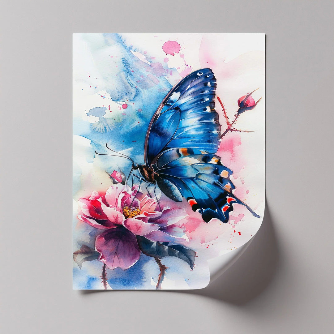 Blue Grace – Butterfly on Bloom Animal Canvas Print - MyPhotoStation