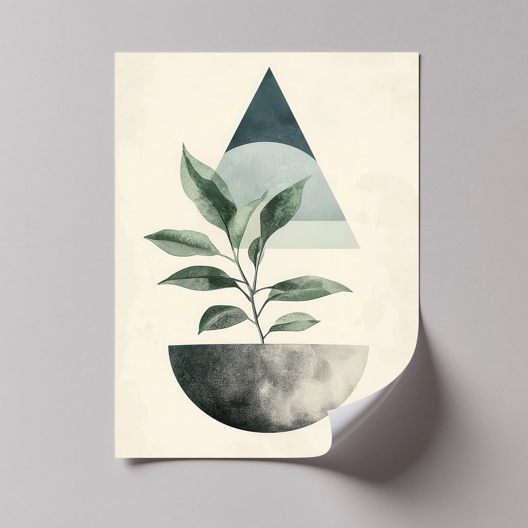 Modern Harmony – Geometric Plant Abstract Canvas Print - MyPhotoStation