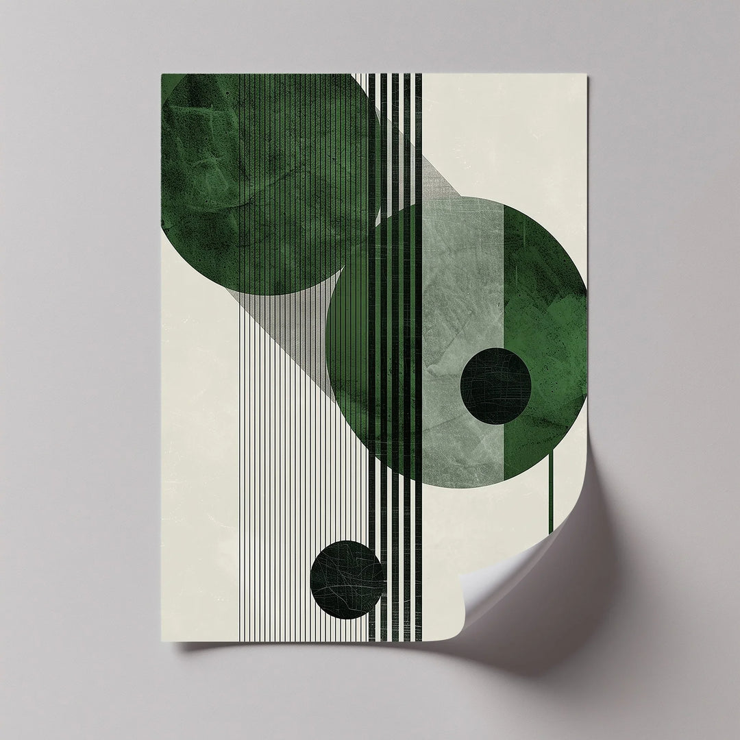 Modern Green Orbital Geometry – Abstract Minimalist Canvas Print - MyPhotoStation