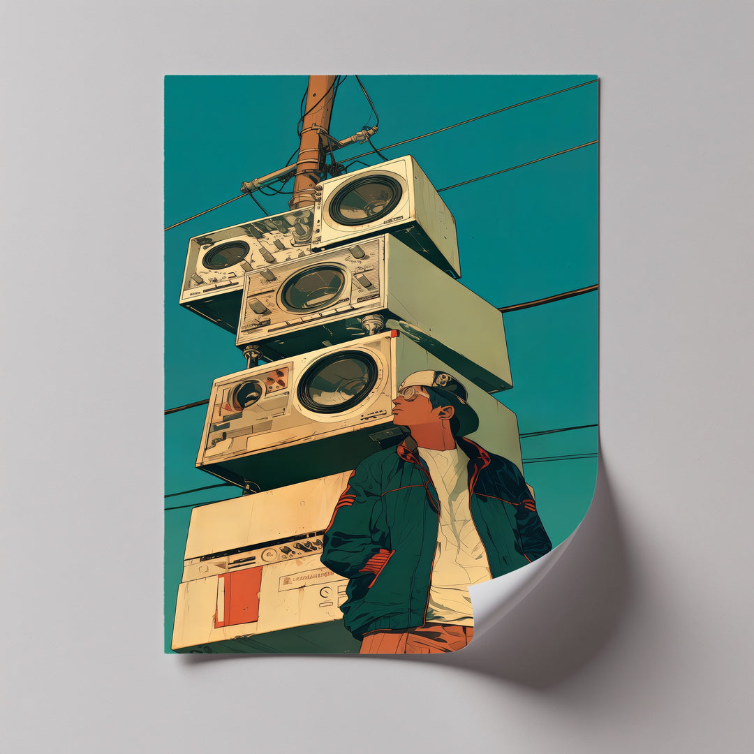 Stacked Boom Boxes with Streetwear Vibes- Retro Canvas Print
