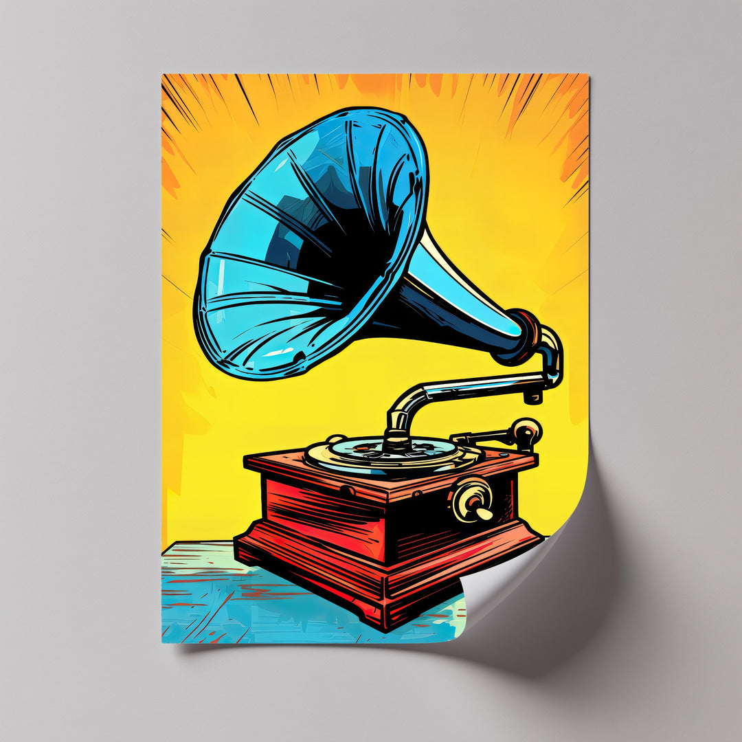 Vinyl Echo – Pop Art Gramophone Canvas Print