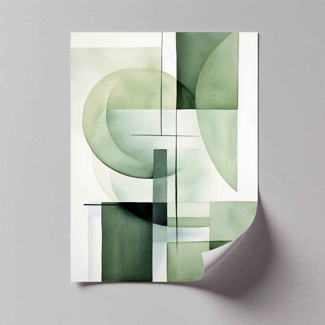 Soft Geometry in Sage – Minimalist Abstract Canvas Print