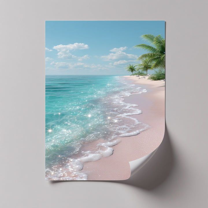 Tropical Bliss – Sparkling Pink Beach Canvas Print