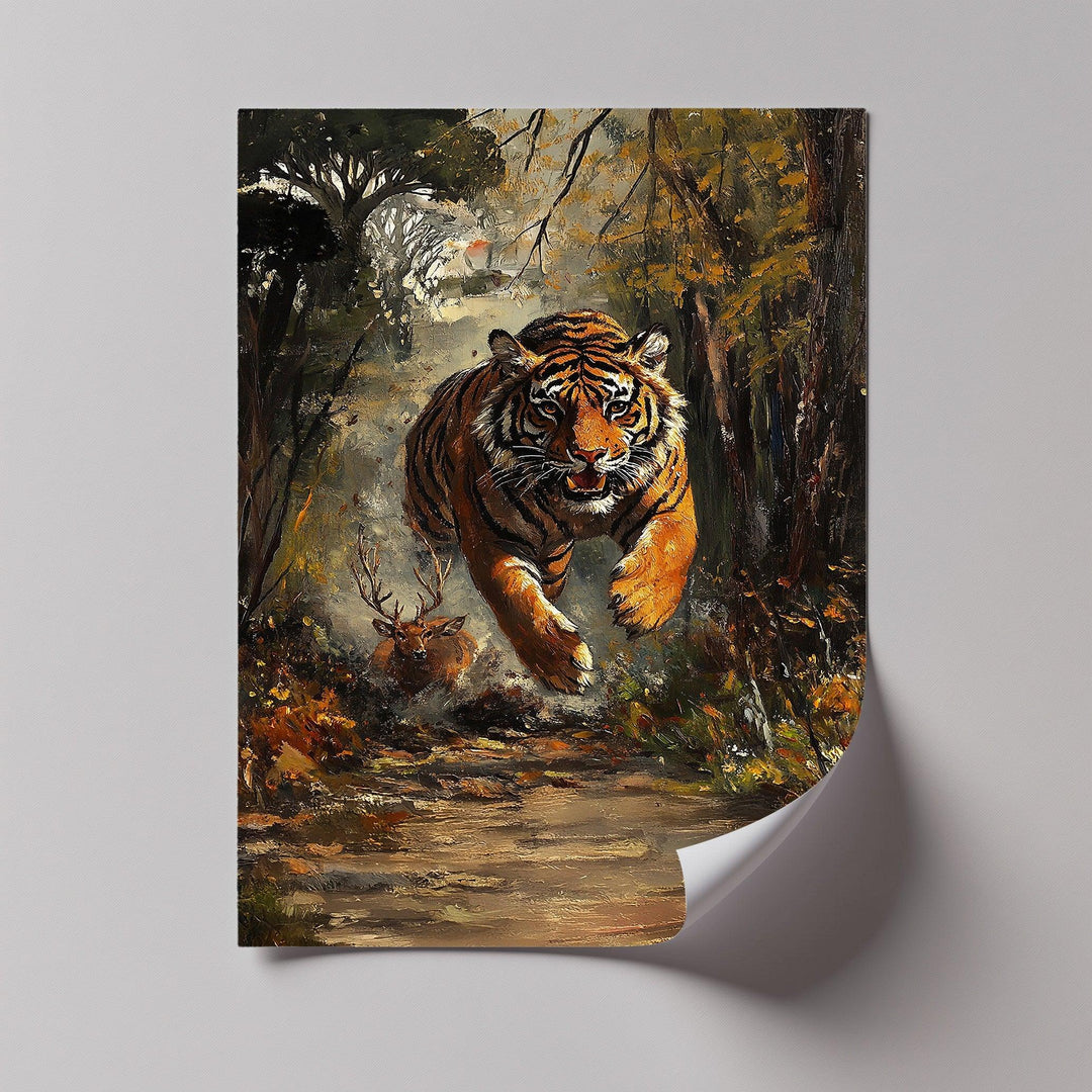 Predator's Pursuit – Wild Tiger Chase Animal Canvas Print - MyPhotoStation
