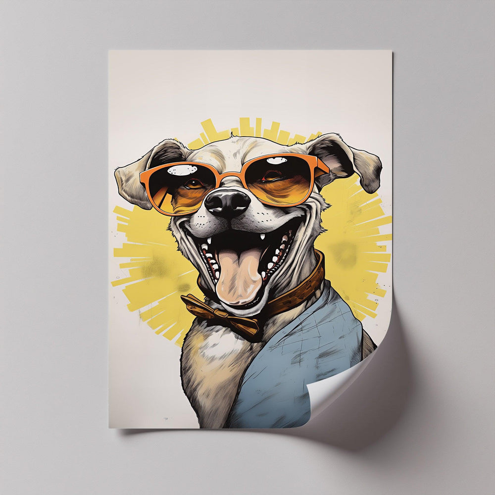 Sunshine Smile Pup – Retro Cool Dog Portrait Puppies Canvas Print - MyPhotoStation