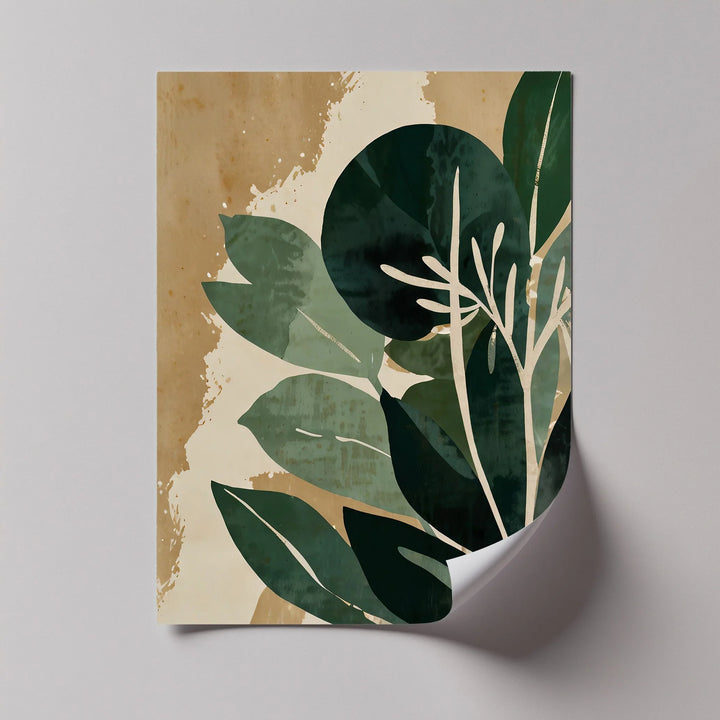 Earthy Botanical Harmony – Abstract Green Leaf Canvas Print - MyPhotoStation