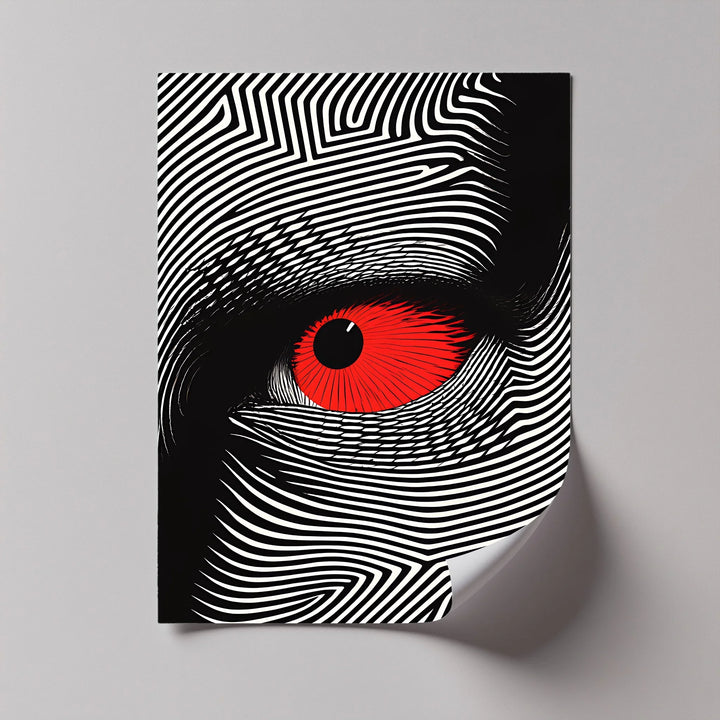 Red Eye in Optical Lines – Black & White Canvas Print - MyPhotoStation