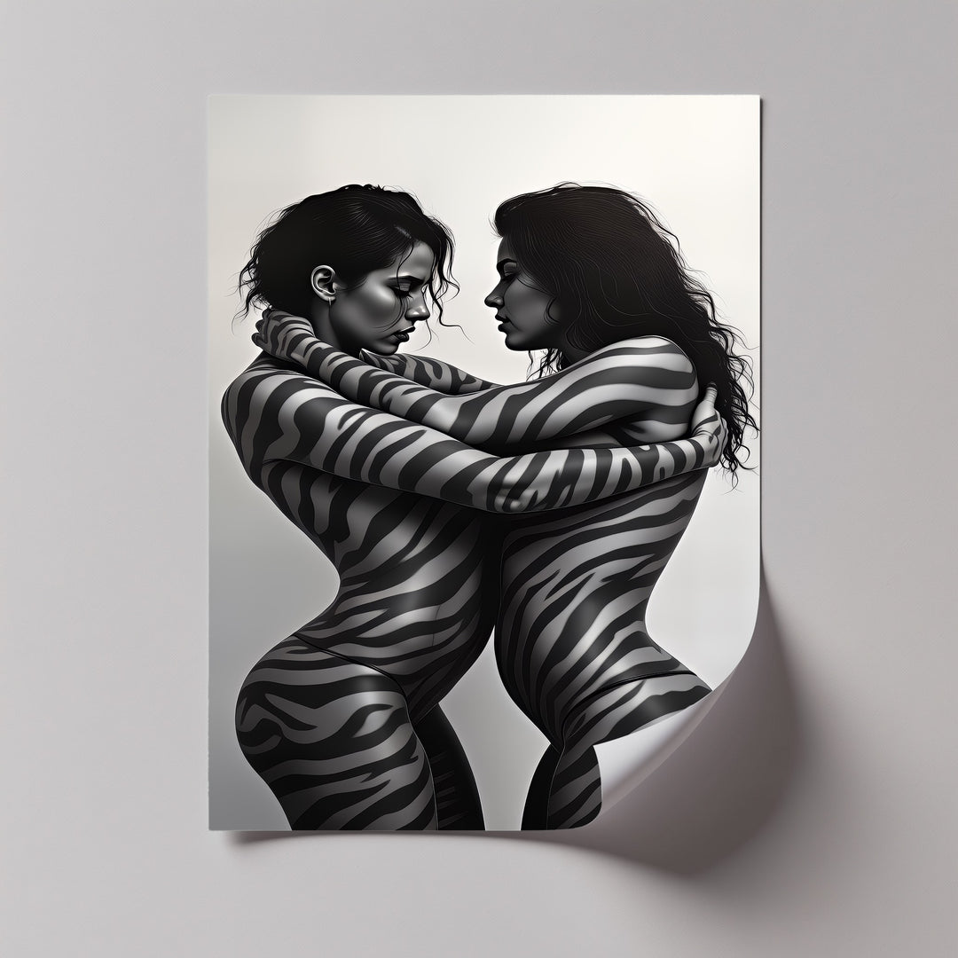 Sensual Embrace – Erotic Zebra Pattern Canvas Print