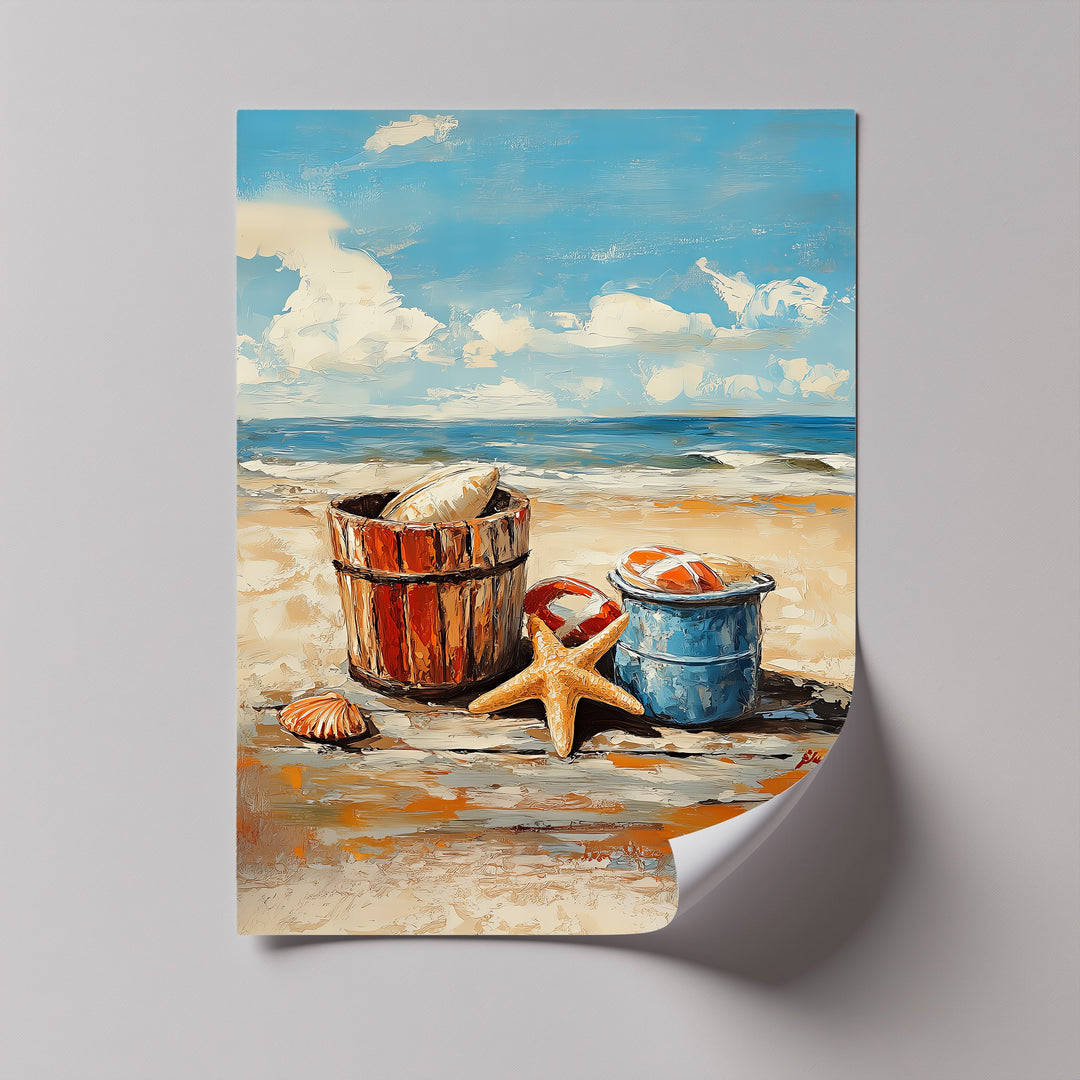 Capture the joy of seaside days with this playful canvas painting.

