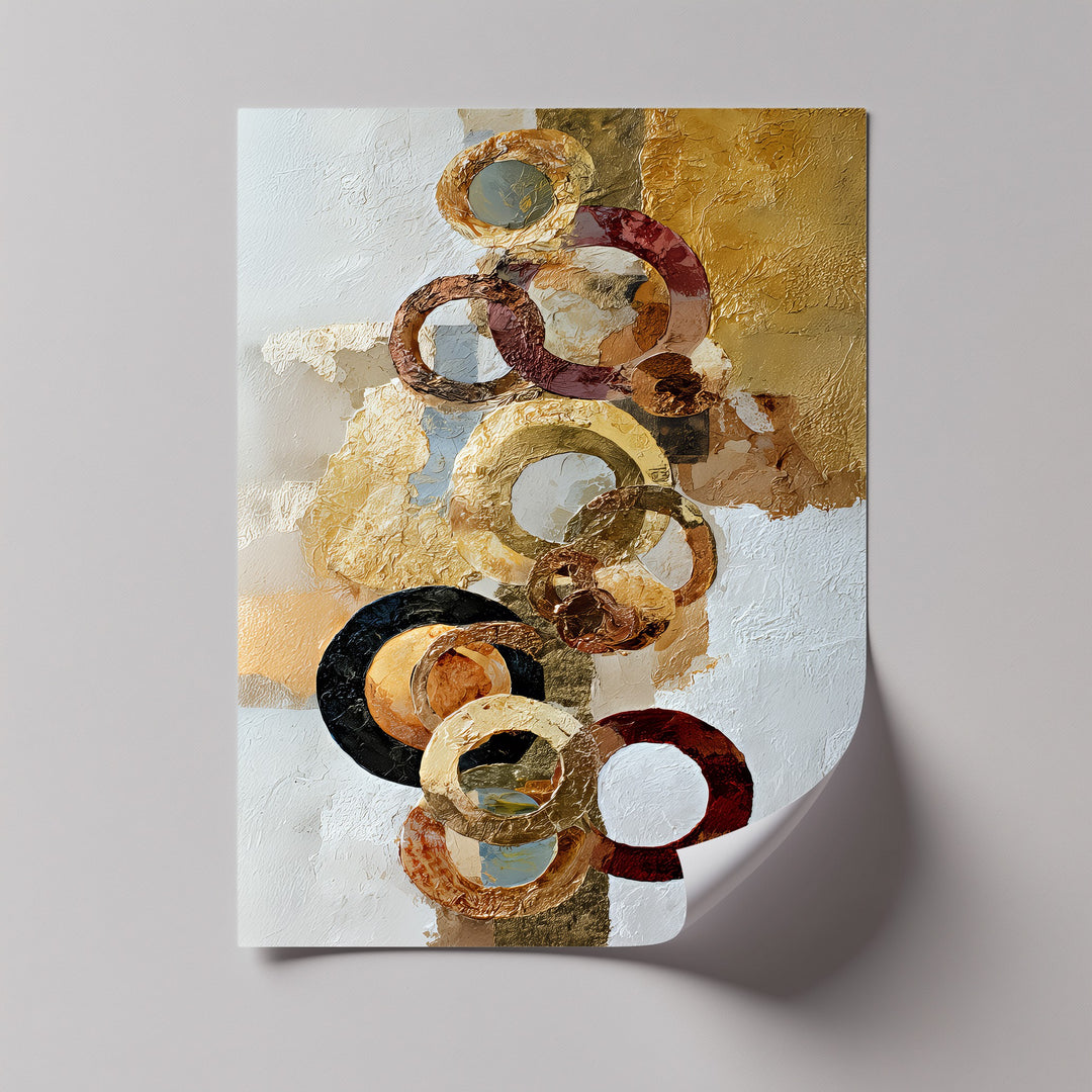 Gilded Motion – Textured Gold Rings Abstract Canvas Print