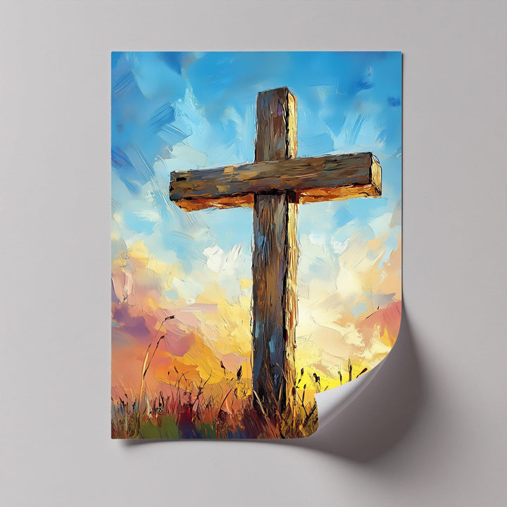 Divine Light – Wooden Cross at Sunrise Canvas Print - MyPhotoStation