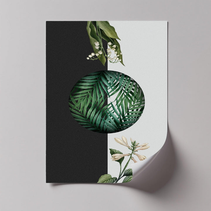 Botanical Balance – Monochrome Floral Contrast Canvas Print - MyPhotoStation