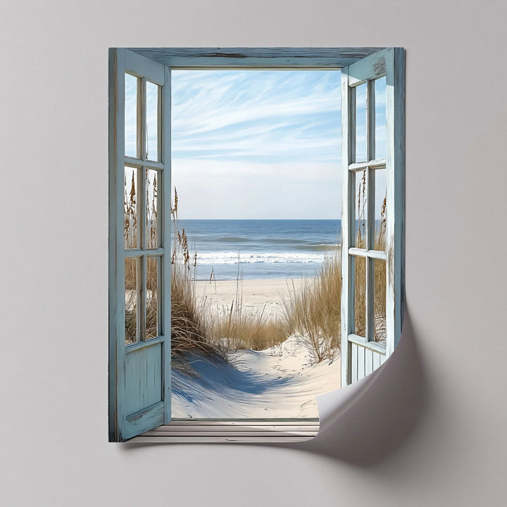 Ocean Breeze View – Open Window Beach Scene Kitchen Canvas Print - MyPhotoStation