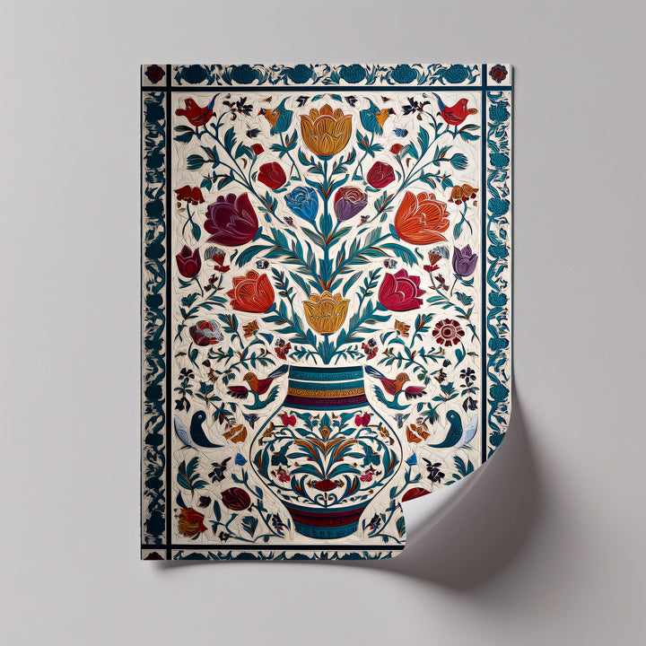 Floral Harmony & Songbirds – Persian Canvas Print