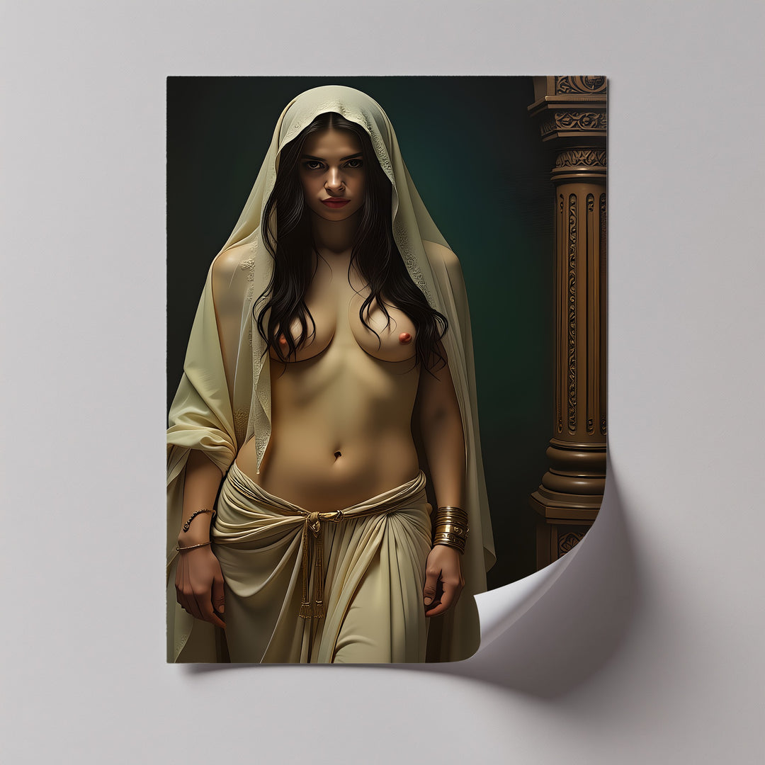 sensual erotic framed canvas print with goddess-inspired style
