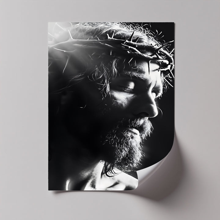 Captured in tender shadows, this moving photo canvas honors Christ’s sacrifice.


