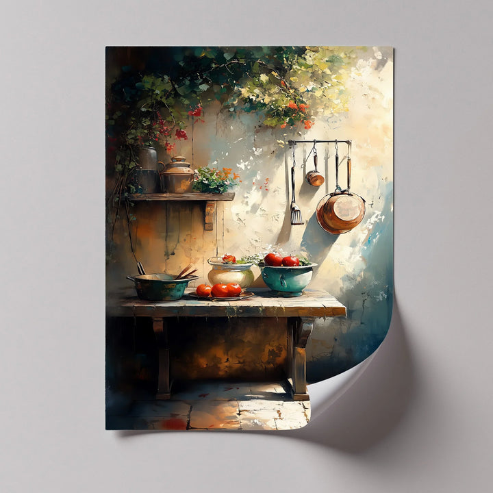 Tuscan Courtyard Kitchen – Rustic Mediterranean Canvas Print - MyPhotoStation