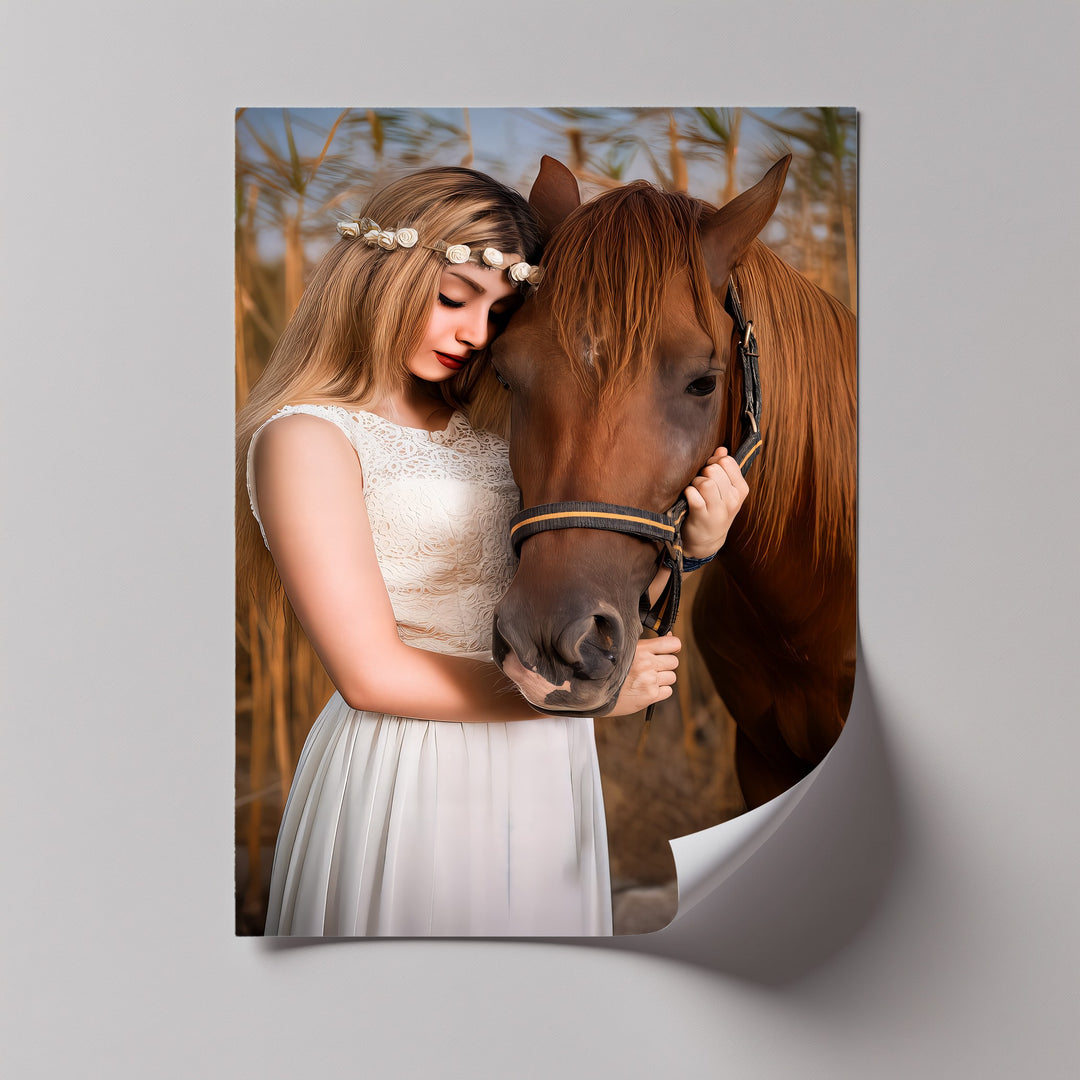 Whispers of Trust – Girl and Horse Emotional Canvas Print