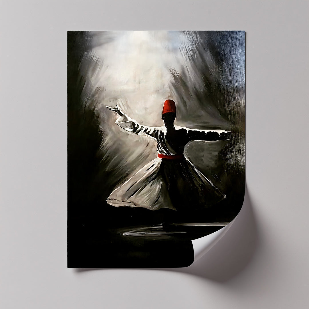 Mystic Whirl – Dark Sufi Dervish Islamic Canvas Wall Art | Colorful Art