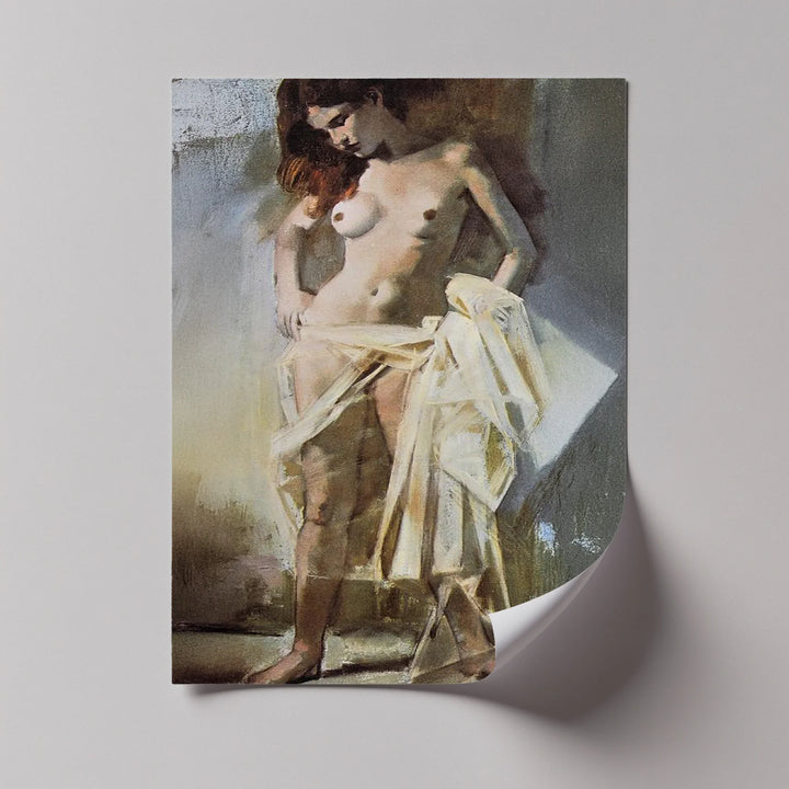 Golden Veil – Classical Nude in Soft Light Canvas Print - MyPhotoStation