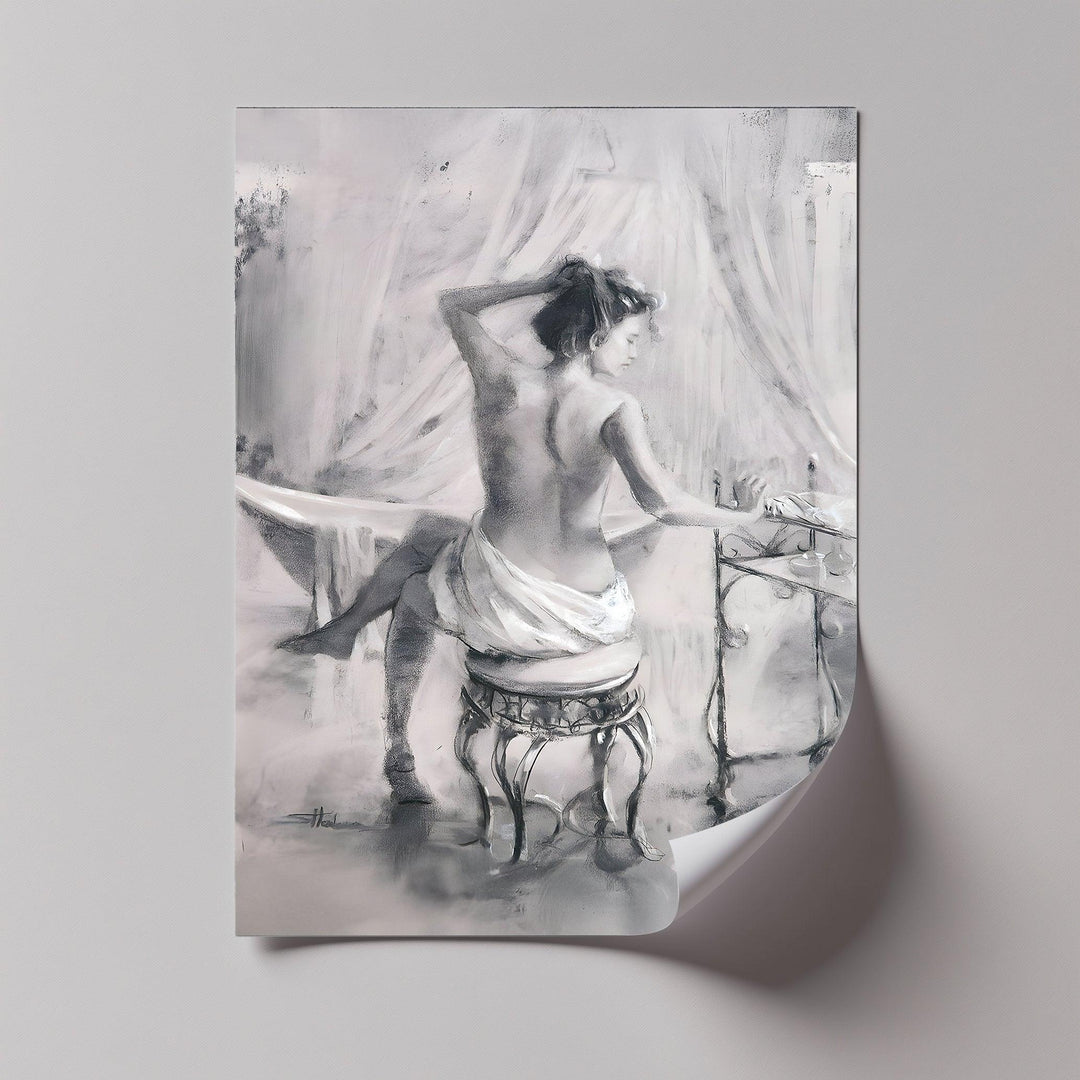Timeless Elegance – Classical Nude Woman at Vanity Canvas Print - MyPhotoStation