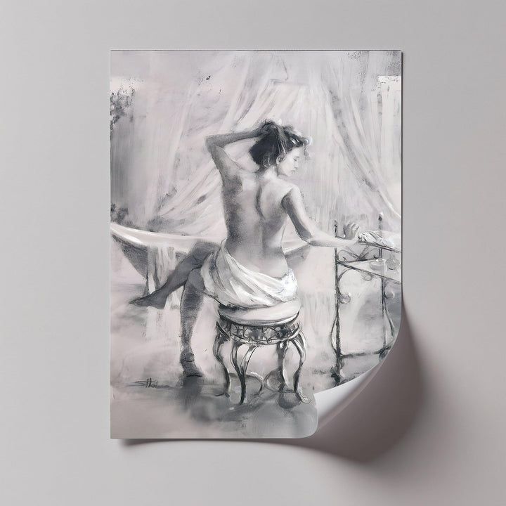 Timeless Elegance – Classical Nude Woman at Vanity Canvas Print - MyPhotoStation