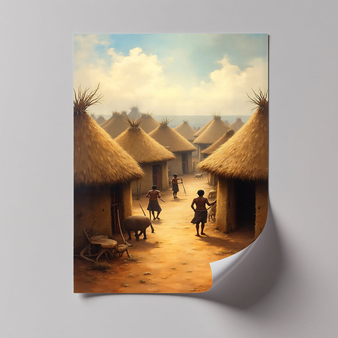 African Village Life – Traditional Tribal Canvas Wall Art | Artwork Canvas