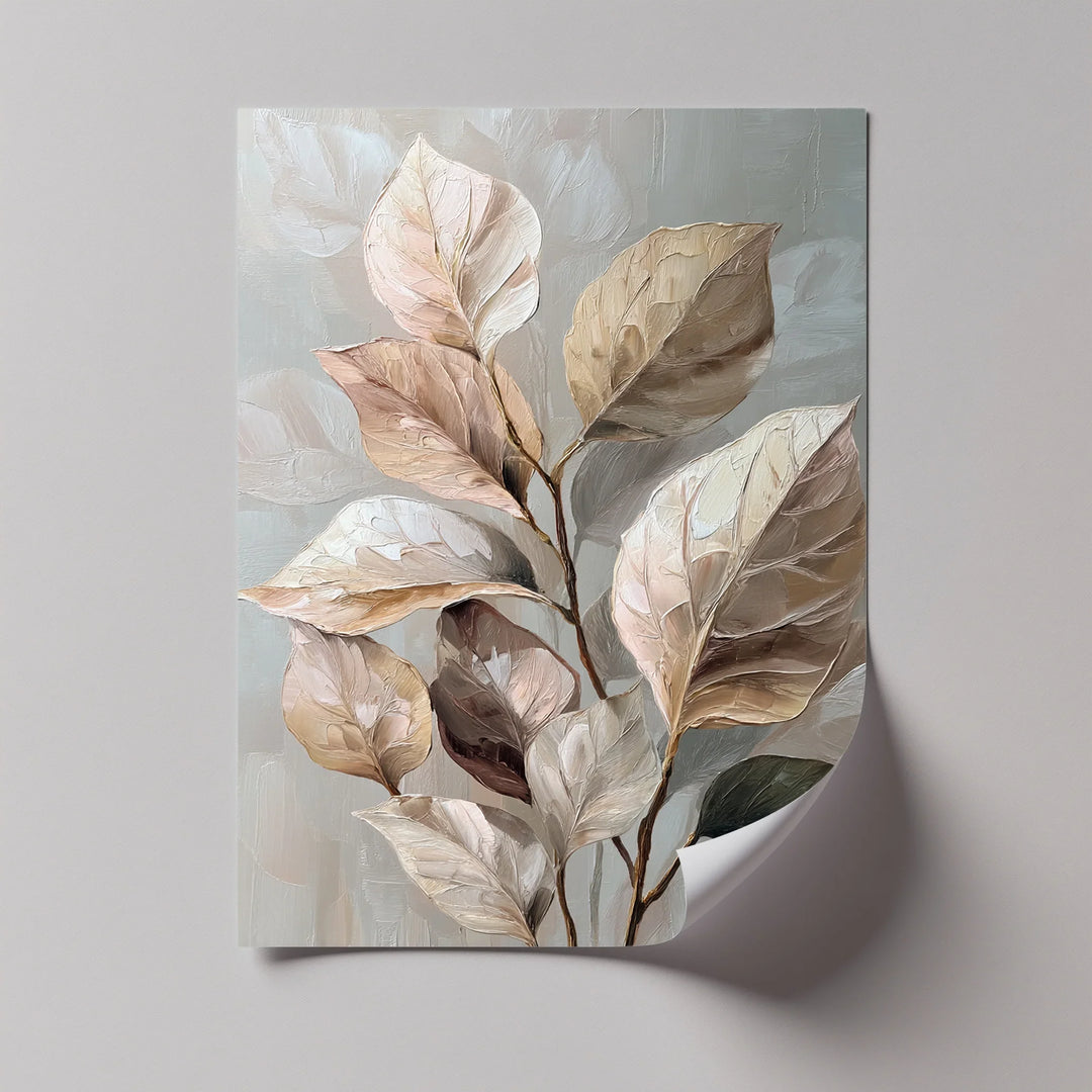 Elegant Earth-Toned Leaves – Neutral Abstract Botanical Canvas Print - MyPhotoStation