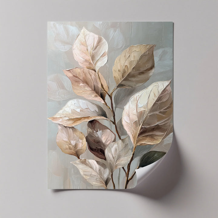 Elegant Earth-Toned Leaves – Neutral Abstract Botanical Canvas Print - MyPhotoStation