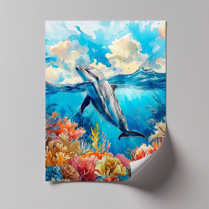 Dolphin Gliding Through Coral Paradise – Blue Ocean Canvas Prints - MyPhotoStation