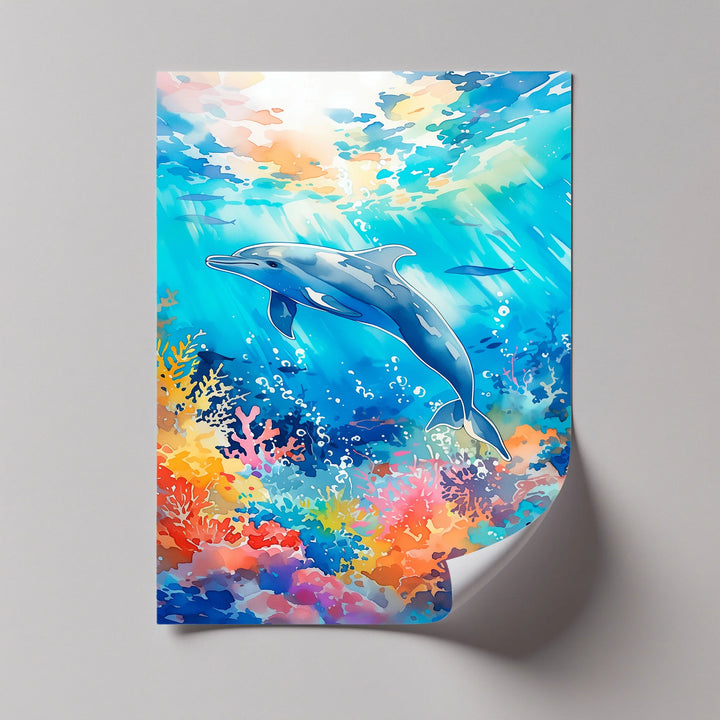 Vibrant Dolphin in Coral Reef – Blue Ocean Canvas Prints - MyPhotoStation