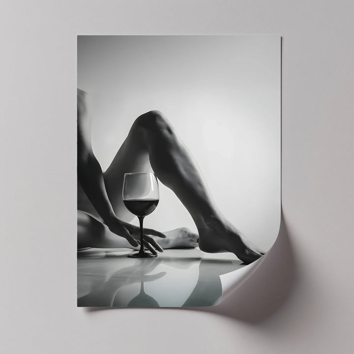 Sensual Balance – Black and White Nude with Wine Glass Canvas Print - MyPhotoStation