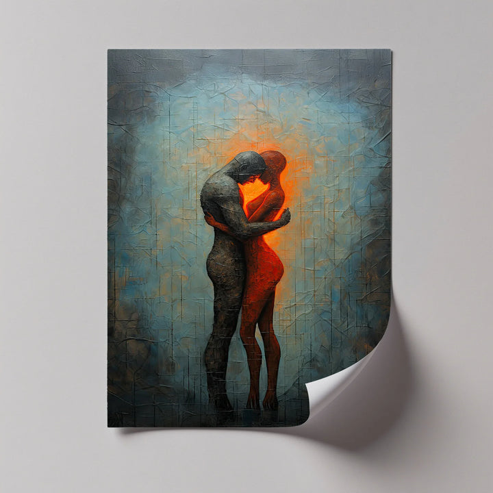 Eternal Embrace – Fiery Lovers in Abstract Passion Canvas Print - MyPhotoStation